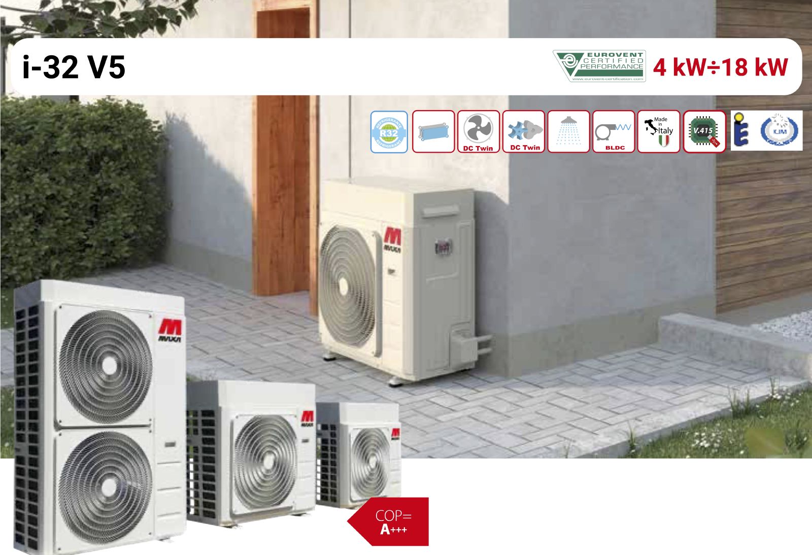 rewersyjne powietrzne pompy ciepła typu monoblok MAXA i-32V5